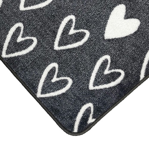 Mighty Mats Supersoft Washable Mat Grey Hearts