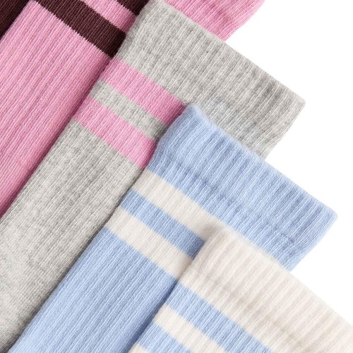M&S Girls Cotton Rich Ribbed Striped Socks, 8.5-12 Small, Multi
