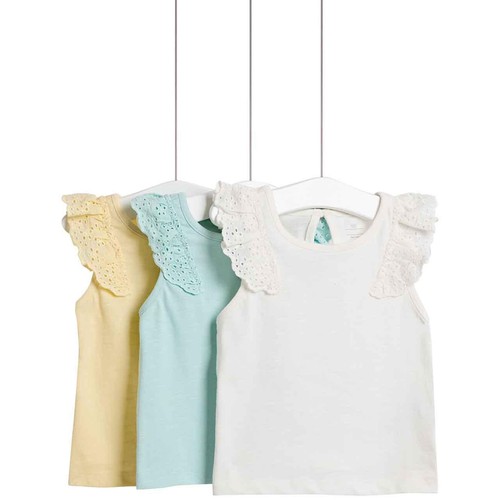 M&S Frill Sleeve Tops, 9-12 Months, Multi