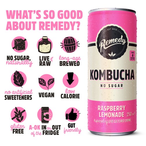 Remedy Kombucha Raspberry Lemonade Multipack