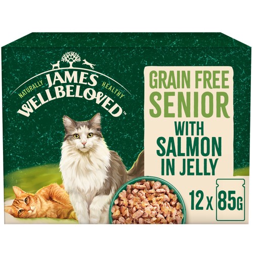 James Wellbeloved Grain Free Senior Wet Cat Food Salmon in Jelly Pouches