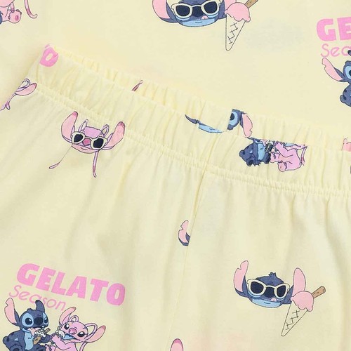 M&S Kids Lilo and Stitch Short Pyjama, 8-9 Years, Pale Yellow