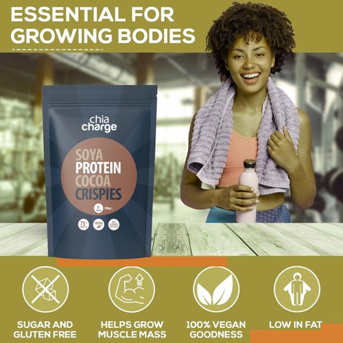 Chia Charge Cocoa Soya 75% Protein Crispies (500g)