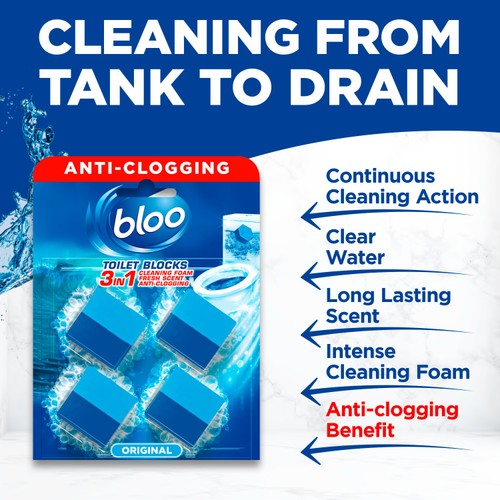 Bloo 3in1 In-Cistern Original Blue Toilet Blocks