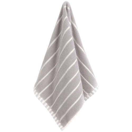 M&S Pure Cotton Carved Stripe Bath Sheet, Light Grey