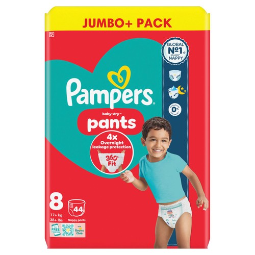 Pampers Baby-Dry Nappy Pants Size 8 (17kg+) Jumbo Pack