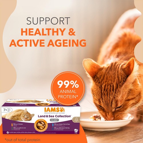 IAMS Senior Wet Cat Food Meat & Fish Variety Mix in Jelly