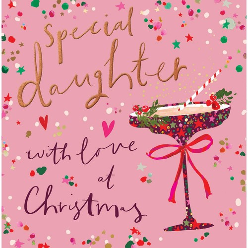 Special Daughter Cocktail Glass Christmas Card