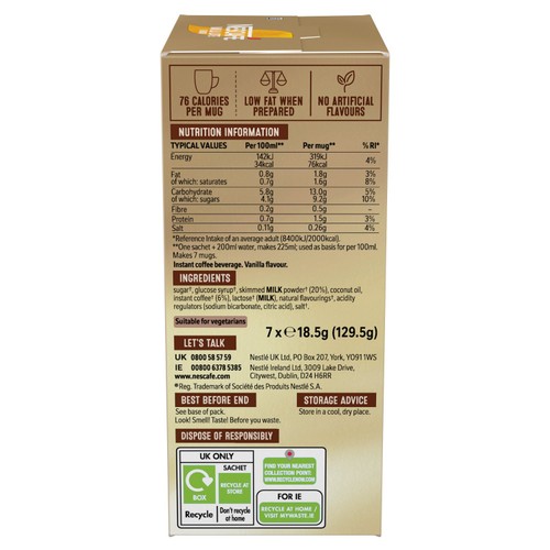 Nescafe Vanilla Latte Instant Coffee 7 Sachets