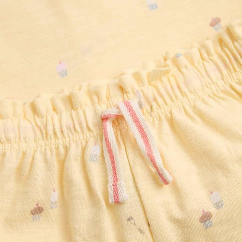 M&S Cotton Cupcake Jersey Top and Short, 2-3 Y, Yellow
