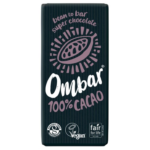Ombar 100% Cacao Organic Vegan Fair Trade Dark Chocolate