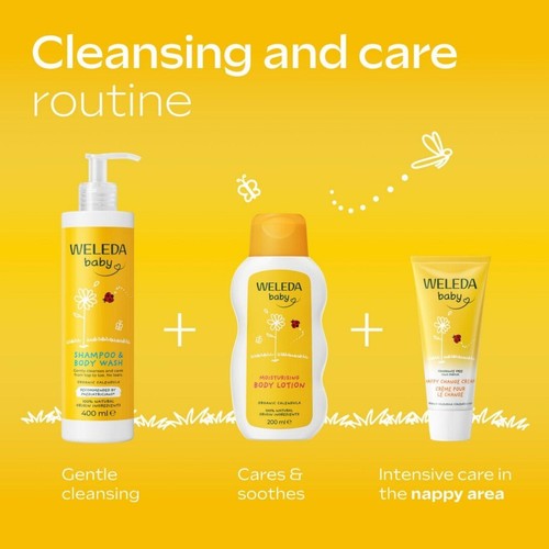 Weleda Baby 2 in 1 Calendula Natural Shampoo and Body Wash, Sensitive Skin