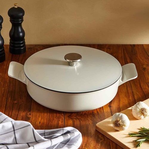 M&S Cast Aluminium 4.5L Casserole Dish One Size Ivory