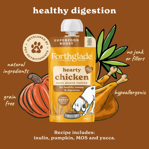 Forthglade Bone Broth Topper for Dogs, Hearty Chicken