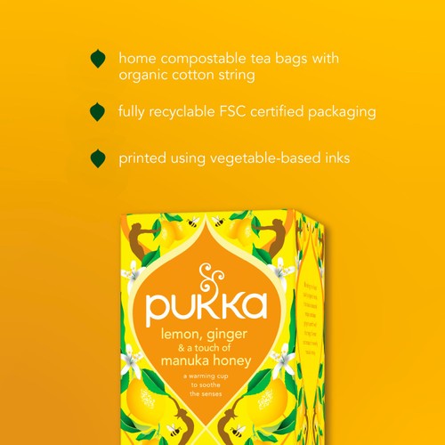 Pukka Organic Lemon, Ginger&Manuka Honey Tea x20 Compostable Herbal TeaBags