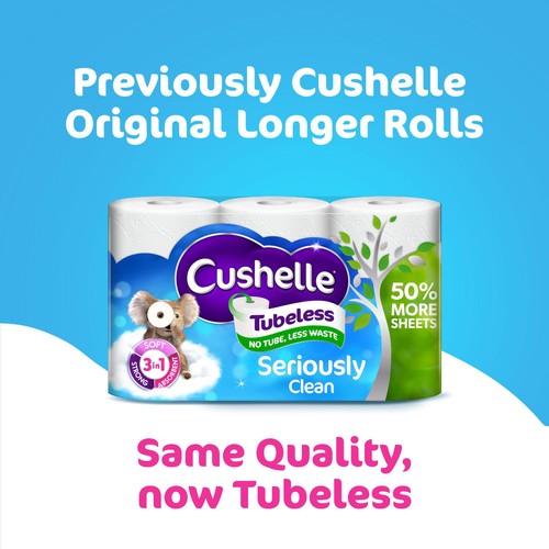 Cushelle Seriously Clean Mega Toilet Rolls, 50% More Sheets