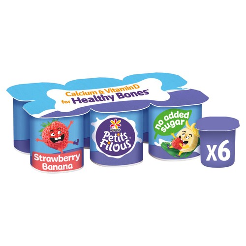 Petits Filous Kids No Added Sugar Strawberry & Banana Yoghurt Pots