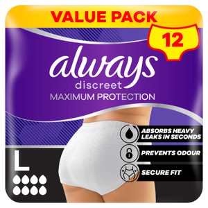 Always Discreet Incontinence Pants Maximum Protection Large X12