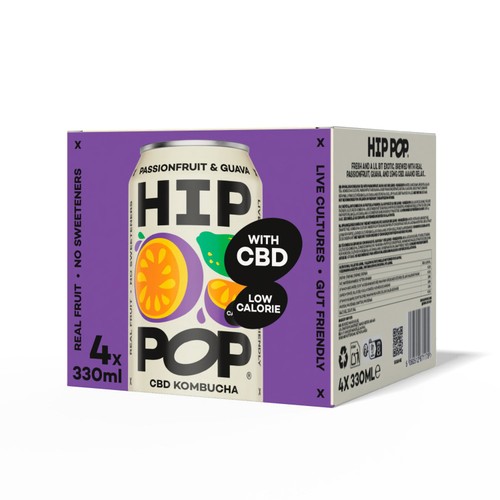 Hip Pop Passionfruit & Guava CBD Kombucha
