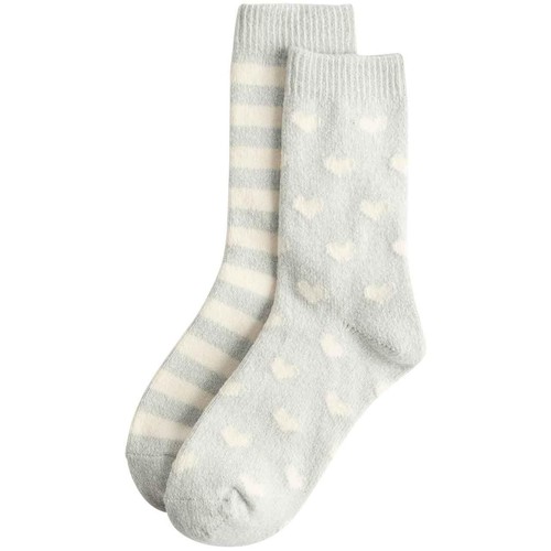 M&S Womens, 2pk Cosy Ankle High Socks 'One Size Grey Mix