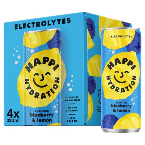 HAPPI Hydrate Blueberry and Lemon 4 Pack