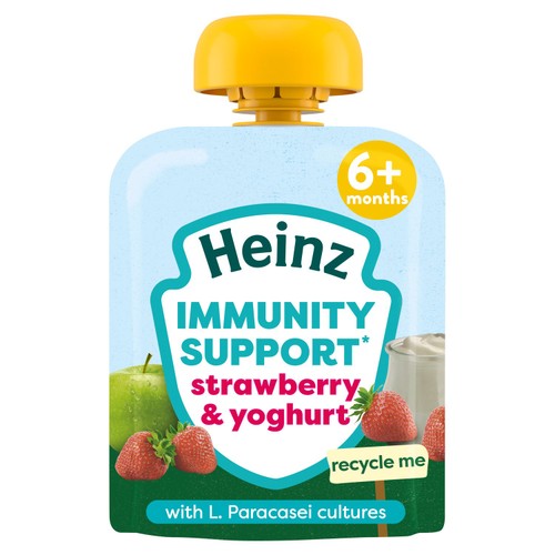 Heinz Immunity Support Baby Pouches, Strawberry & Yogurt 6M+