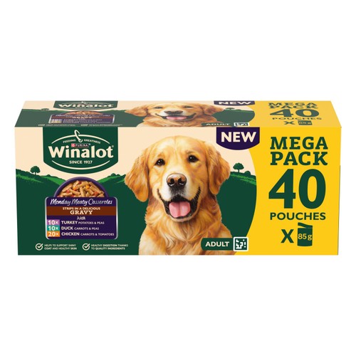 Winalot Monday Meaty Casseroles Chicken, Turkey, Duck in Gravy Wet Dog Food