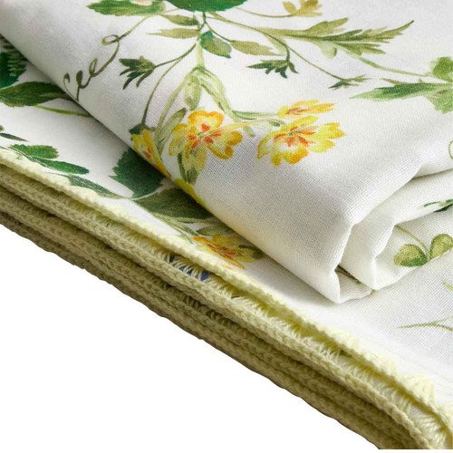 M&S Cotton Linen Floral Tablecloth, Green