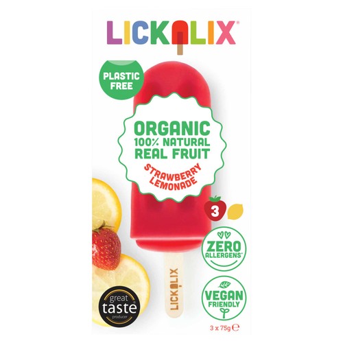 Lickalix Organic  Strawberry Lemonade Ice Lollies