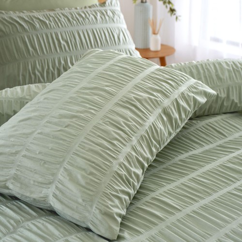 Catherine Lansfield Seersucker King Duvet Set Sage