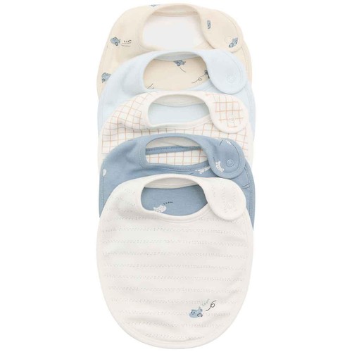 M&S Cotton Rich Plane Print Dribble Bibs, Blue