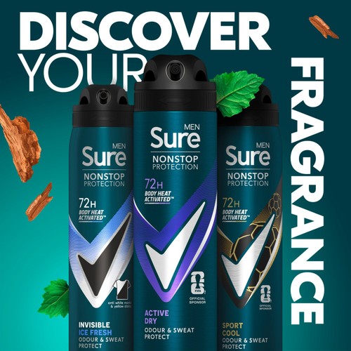 Sure Men 72hr Nonstop Protection Active Dry Antiperspirant Deodorant