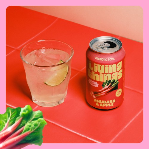 Living Things Rhubarb & Apple Biotic Soda