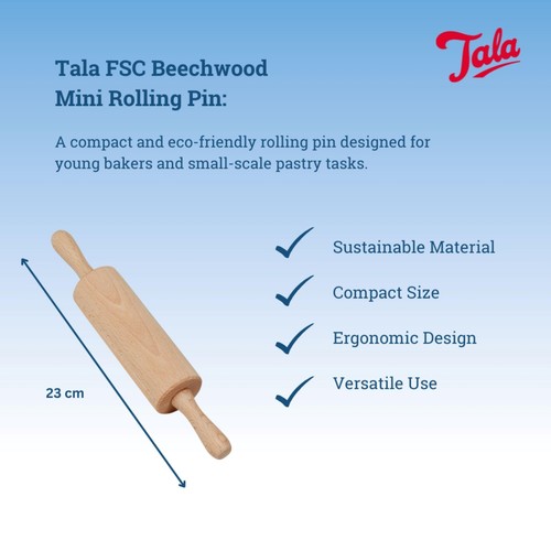 Tala FSC Beechwood Mini Rolling Pin 23cm 