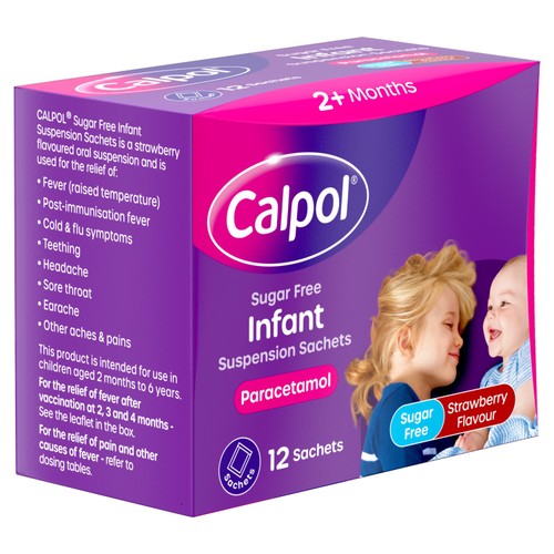 Calpol Infant Sugar Free Suspension Sachets Strawberry 2+ Months