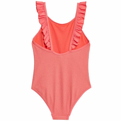M&S Girls Glitter Textured Swimming Costume, 9-10 Years, Coral Ocado