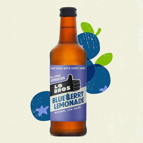 Lo Bros Kombucha Blueberry Lemonade Low Sugar