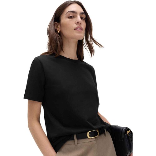 M&S Womens Pure Cotton Everyday Fit T-Shirt, Size 14, Black