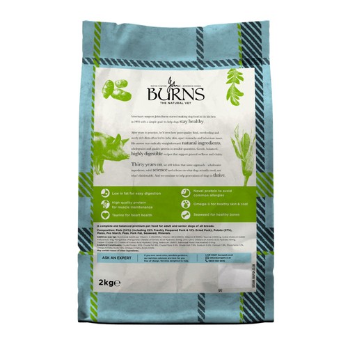 Burns Sensitive Adult Pork & Potato Dry Dog Food