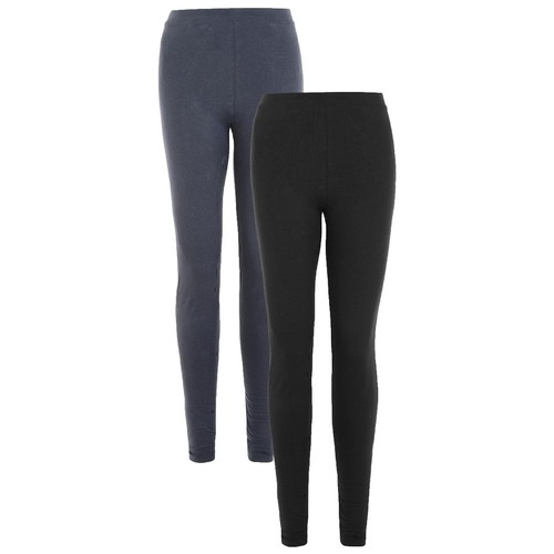 M&S Womens 2pk High Waisted Leggings, Size 16, Blue/Black