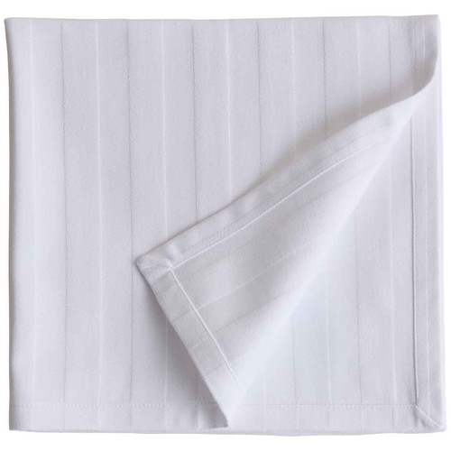 M&S Pure Cotton Sateen Striped Napkin Set, White