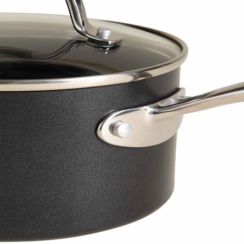 M&S 3 Piece Aluminium Non-Stick Pan Set, Black