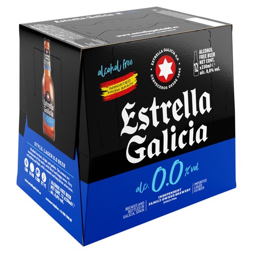 Estrella Galicia 0.0% Spanish Lager 12 x 330ml beer bottles