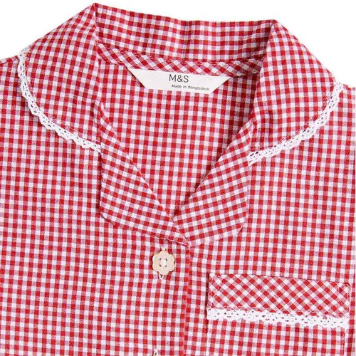 M&S Girls Cotton Rich School Dresses, 2 Pack, 6-7 Years, Red Mix