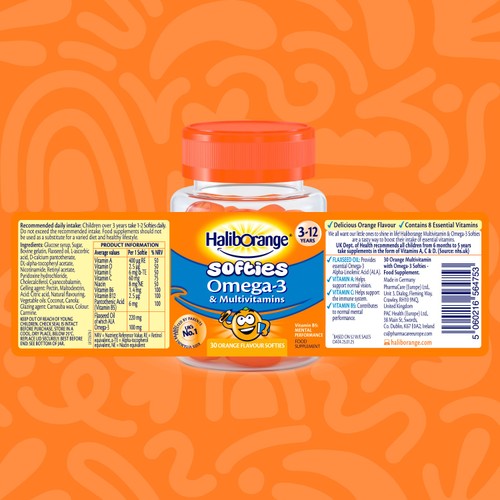 Haliborange Kid's Softies Omega-3 & Multivitamin Orange Gummies 3-12yrs
