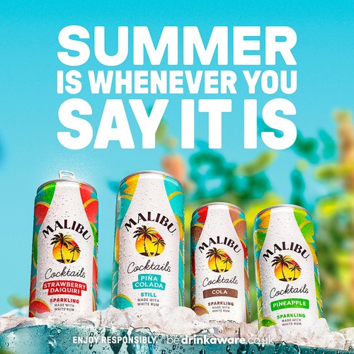 Malibu Coconut Rum & Cola Sparkling Cocktail Pre-Mixed Can
