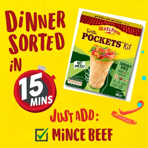 Old El Paso 8 Mild Smoky BBQ Tortilla Pocket Kits 380g