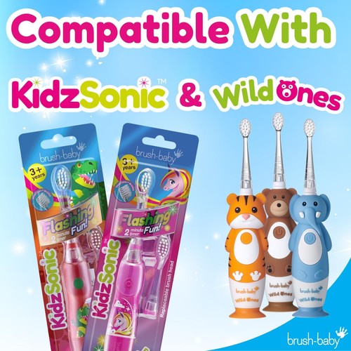 Brush-Baby KidzSonic Replacement Toothbrush Heads, 3-6 Yrs