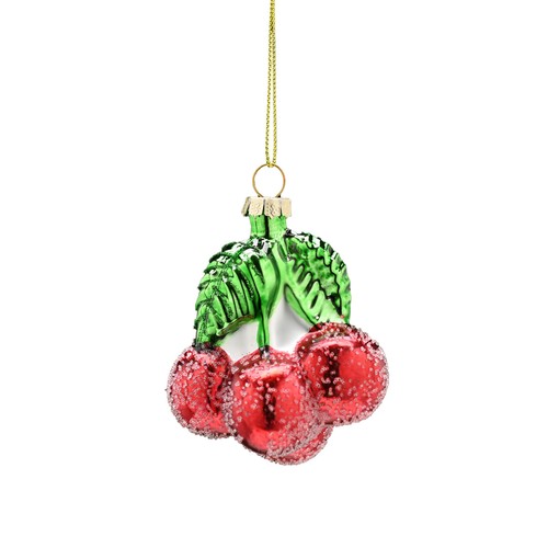 Hanging Cluster of Red Glass Cherries