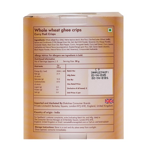 Lumara Wholewheat Ghee Crisps Curry Leaf Podi